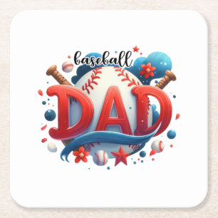 Baseball-Vater Rechteckiger Pappuntersetzer