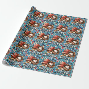 Baseball VATER Weihnachtsblauer Hintergrund Geschenkpapier