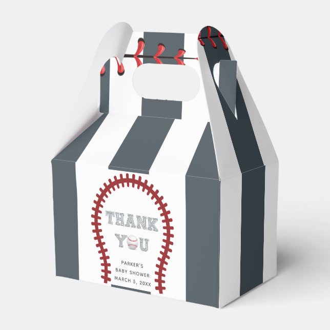 Baseball Vielen Dank personalisiert Baby Dusche Geschenkschachtel (Vorderseite)