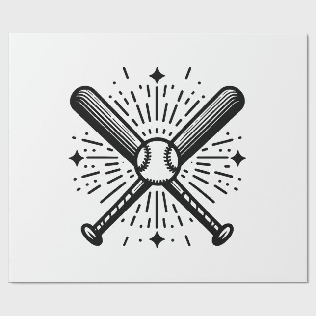 Baseball Vintag Geschenkpapier (Flach)