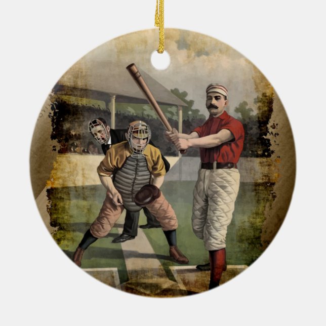 Baseball:Vintag Keramik Ornament (Hinten)