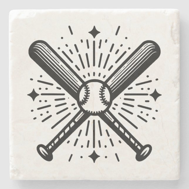 Baseball Vintage Steinuntersetzer (Vorderseite)