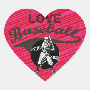Baseball: Vintager Herzsticker Herz-Aufkleber
