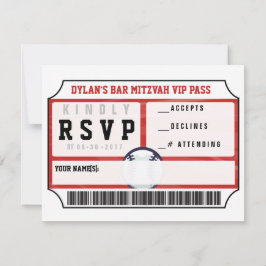 BASEBALL VIP REPLY CARD Bar Bat Mitzvah Einladung