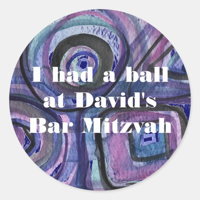 BASEBALL WATERCOLOR Bar Mitzvah Einladung Runder Aufkleber (Vorderseite)