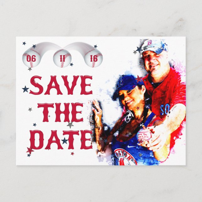 Baseball Wedding Rett-the-Date PC-HOWARD,Option 1 Ankündigungspostkarte (Vorderseite)