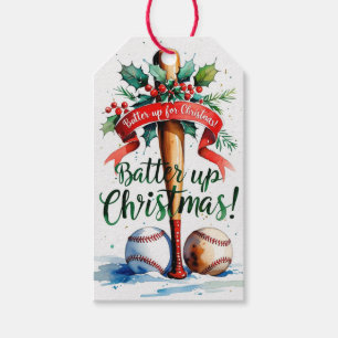 Baseball Weihnachten "Batter Up for Christmas!" Geschenkanhänger