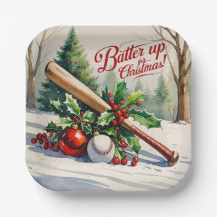 Baseball Weihnachten "Batter Up for Christmas!" Pappteller