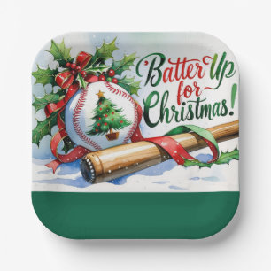 Baseball Weihnachten "Batter Up for Christmas!" Pappteller