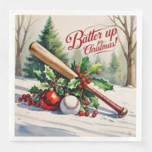 Baseball Weihnachten "Batter Up for Christmas!" Serviette