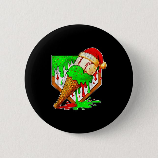 Baseball Weihnachten Christmas Baseball Eis Drip B Button (Vorderseite)