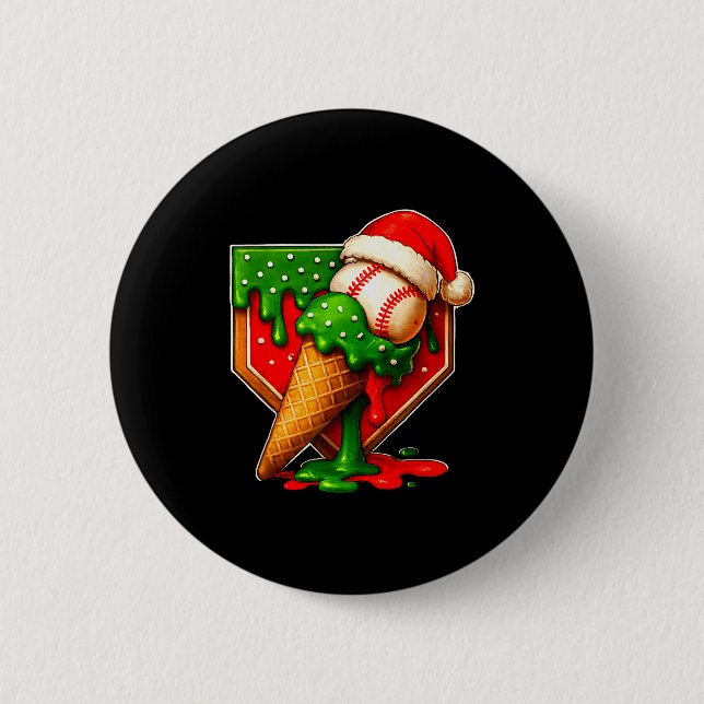 Baseball Weihnachten Christmas Baseball Eis Drip B Button (Vorderseite)