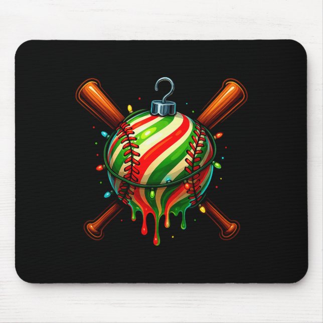Baseball-Weihnachten Eiscreme-Tropf Baseball-Tropf Mousepad (Vorne)