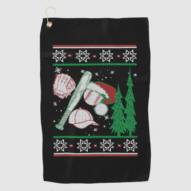 Baseball Weihnachten Golfhandtuch (Vorderseite)