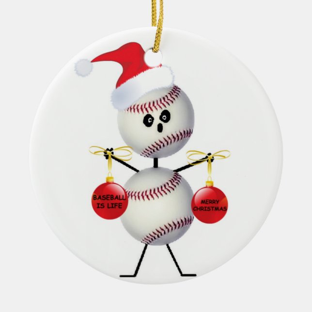Baseball Weihnachten Keramikornament (Vorne)