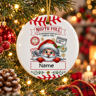Baseball-Weihnachten mit Ball Süßer Weihnachtsmann Keramik Ornament