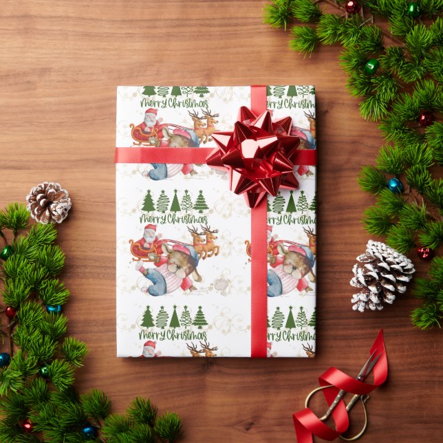 Baseball Weihnachten mit Ball und Weihnachtsmann Geschenkpapier (Feiertagsgeschenk)