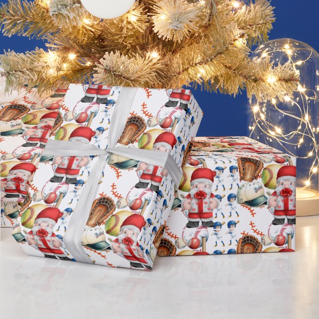 Baseball Weihnachten mit dem Weihnachtsmann bringe Geschenkpapier (Feiertage)