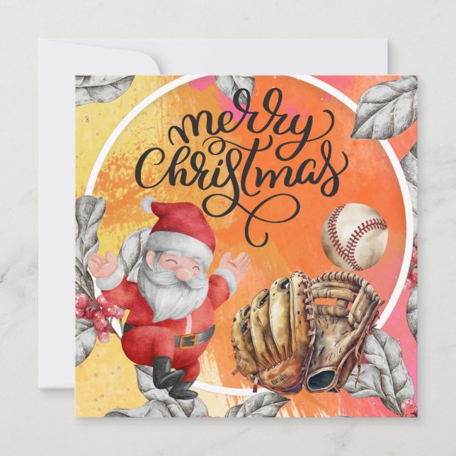 Baseball Weihnachten mit dem Weihnachtsmann und Sn (Vorderseite)