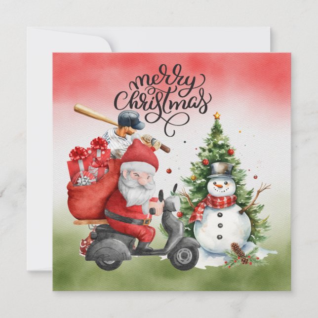 Baseball Weihnachten mit dem Weihnachtsmann und Sn (Vorderseite)