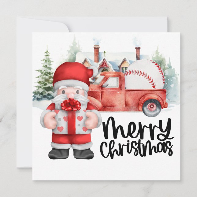 Baseball Weihnachten mit dem Weihnachtsmann und Sn (Vorderseite)