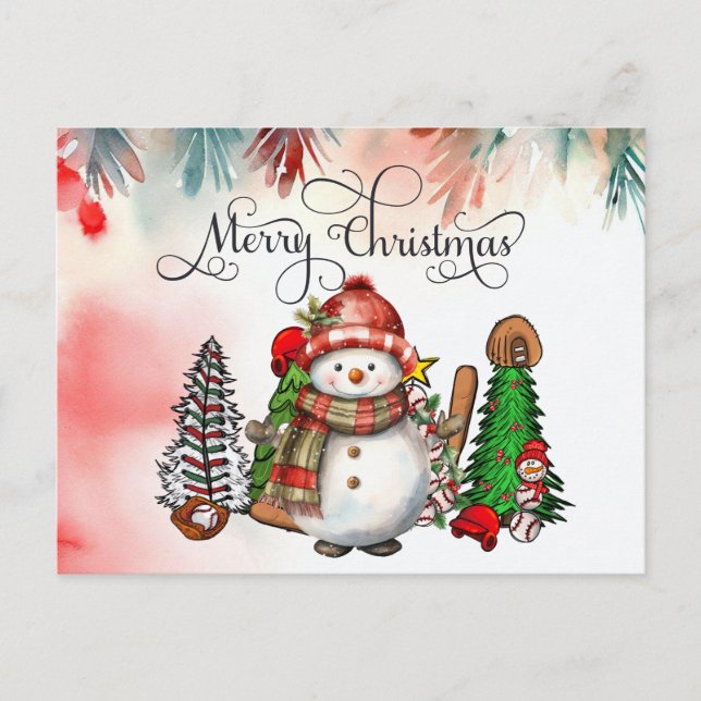 Baseball Weihnachten mit Geschenken und Ball (Vorderseite)