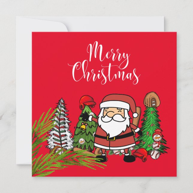 Baseball Weihnachten mit Geschenken und Ball (Vorderseite)