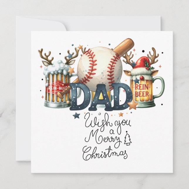 Baseball Weihnachten mit Geschenken und Ball (Vorderseite)