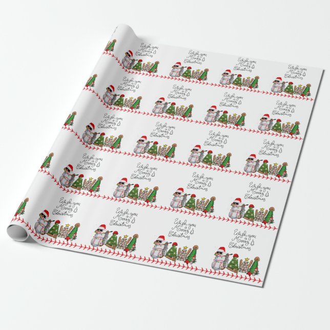 Baseball Weihnachten mit Geschenken und Ball Geschenkpapier (Ungerollt)