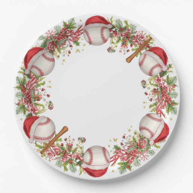 Baseball Weihnachten Pappteller (Vorderseite)