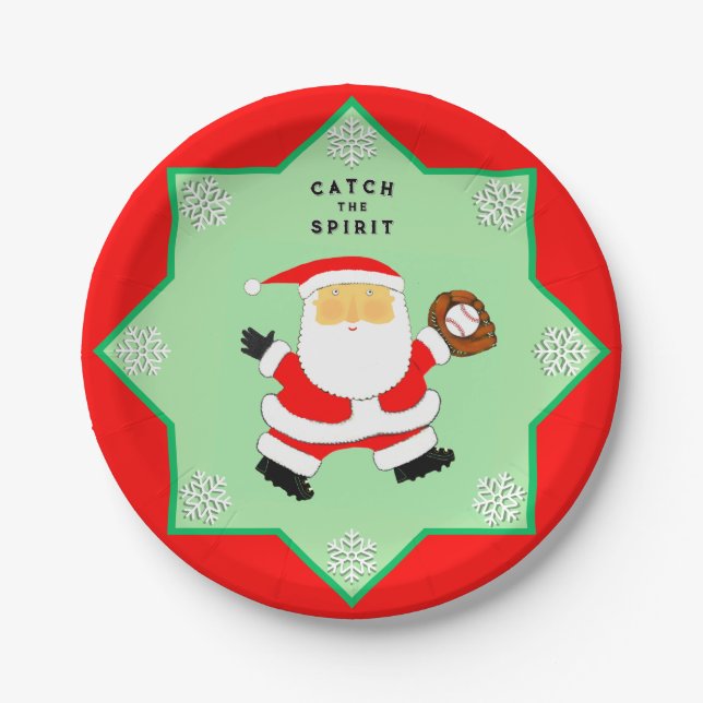 Baseball Weihnachten Pappteller (Vorderseite)