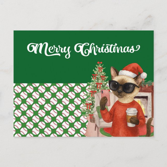 Baseball Weihnachten Thema für Cat Lovers (Vorderseite)