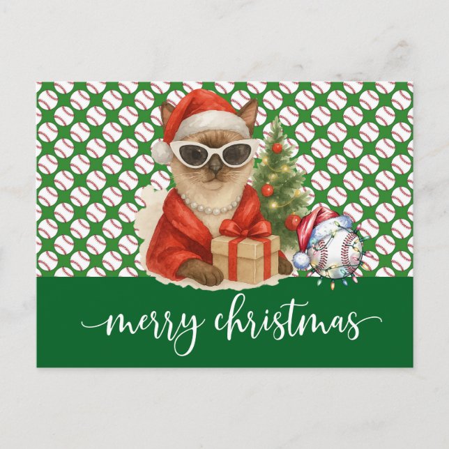 Baseball Weihnachten Thema für Cat Lovers (Vorderseite)