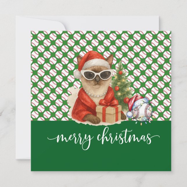 Baseball Weihnachten Thema für Cat Lovers (Vorderseite)