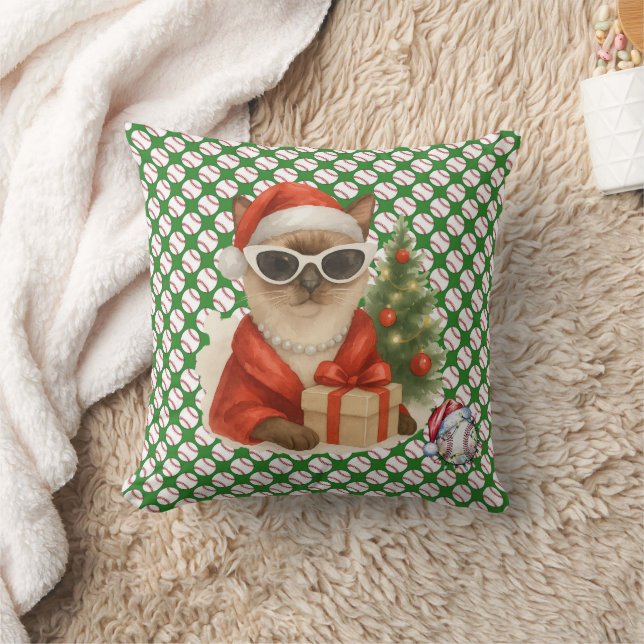 Baseball Weihnachten Thema für Cat Lovers Kissen (Decke)