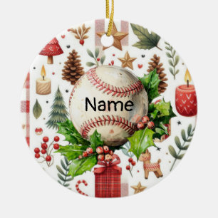 Baseball Weihnachten Thema für Kinder mit Namen Keramik Ornament