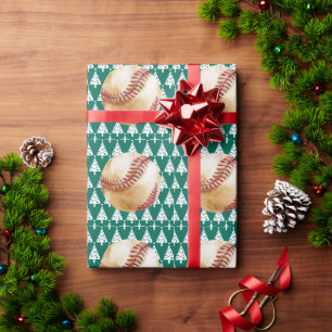 Baseball Weihnachten Thema für Spieler Geschenkpapier