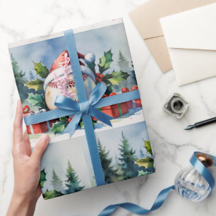 Baseball Weihnachten Thema mit Santa Hut Geschenkpapier