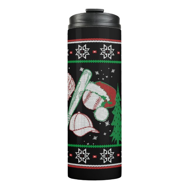 Baseball Weihnachten Thermosbecher (Vorderseite)