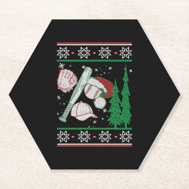 Baseball Weihnachten Untersetzer (Vorderseite)
