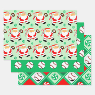 Baseball-Weihnachts-Geschenkverpackungspapier Geschenkpapier Set