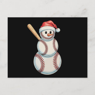Baseball-Weihnachts-Schneemann treibt Sport an Fei Feiertagspostkarte