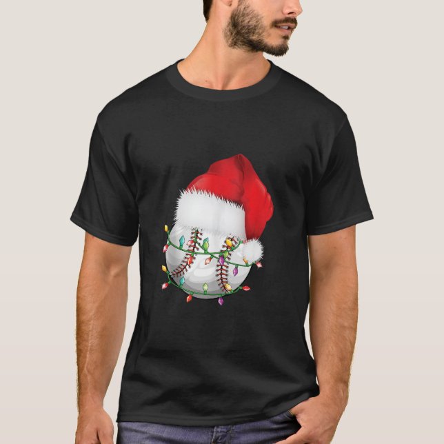 Baseball Weihnachts-Weihnachtsmannmütze Funny Base T-Shirt (Vorderseite)