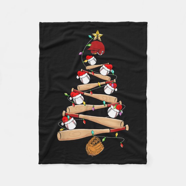 Baseball Weihnachtsbaum Funny Baseball Player Xmas Fleecedecke (Vorderseite)