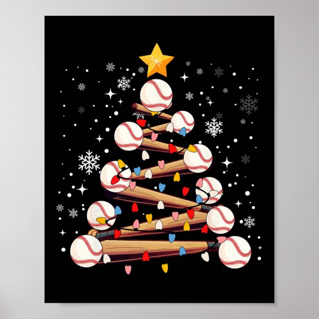 Baseball Weihnachtsbaum Light Xmas Baseball Boys K Poster (Vorne)