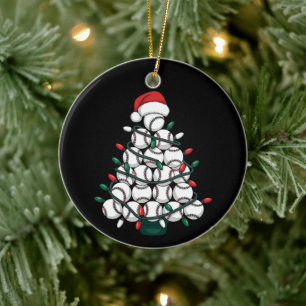 Baseball-Weihnachtsbaum-Santa-Sport Keramik Ornament