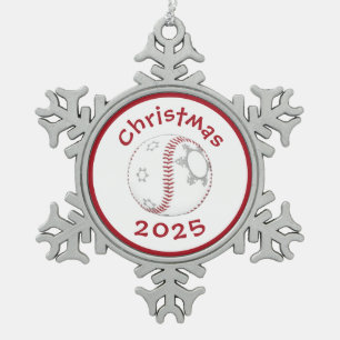 #Baseball-Weihnachtsbaumdekoration Schneeflocken Zinn-Ornament