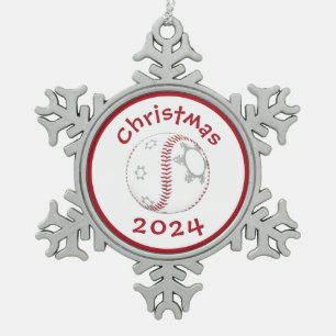 #baseball Weihnachtsbaumdekoration Schneeflocken Zinn-Ornament