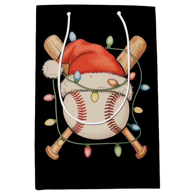Baseball Weihnachtsfeier Weihnachtsmannmütze Weihn Mittlere Geschenktüte (Vorderseite)