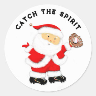 Baseball Weihnachtsfeiertag Runder Aufkleber